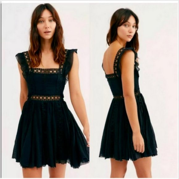 Free People Dresses & Skirts - Free People FP One Verona Black Lace Mini Dress